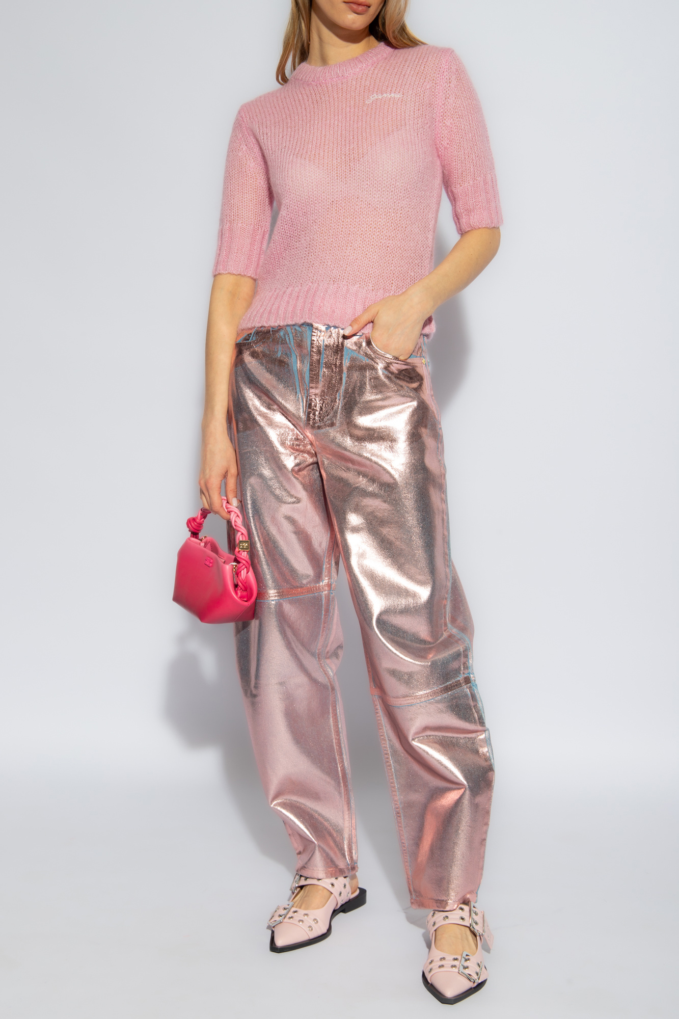 Pink Ganni 'balloon' type jeans Ganni - ZIMMERMANN floral
